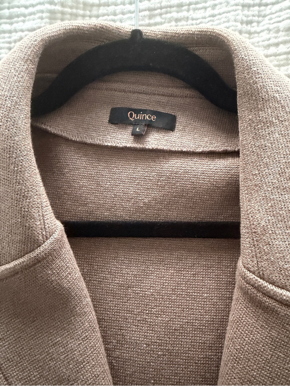 Quince Brown Open-Front Knit Blazer - Size L - Picture 3 of 6